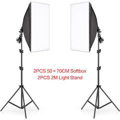 Lofaris 2 Pcs Black Photography Softbox Lights Foldable Stand