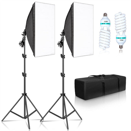 Lofaris 2 Pcs Black Photography Softbox Lights Foldable Stand