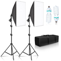 Lofaris 2 Pcs Black Photography Softbox Lights Foldable Stand