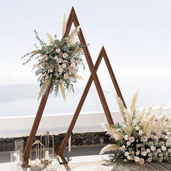 Lofaris 2 Pcs Wood Floral Dispaly Triangle Wedding Arch Stand