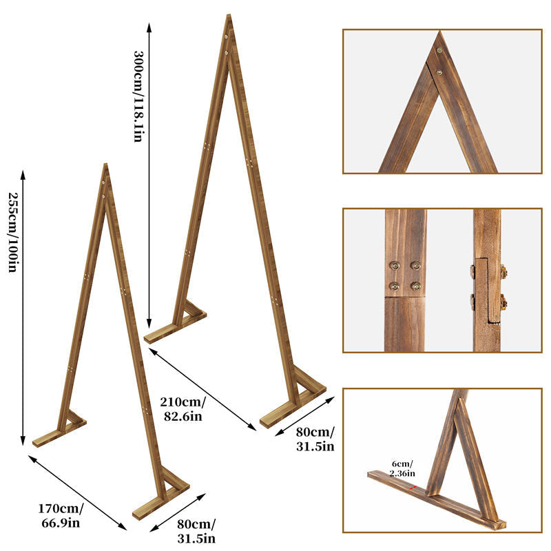 Lofaris 2 Pcs Wood Floral Dispaly Triangle Wedding Arch Stand