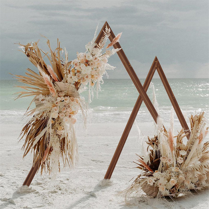 Lofaris 2 Pcs Wood Floral Dispaly Triangle Wedding Arch Stand