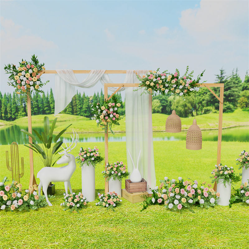 Lofaris 2 Pcs Wooden Flower Display Arch For Decorations