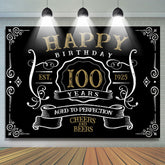 Vintage Gold Black Perfection 100th Birthday Backdrop