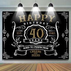 Vintage Gold Black Perfection 40th Birthday Backdrop