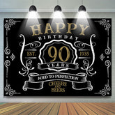 Vintage Gold Black Perfection 90th Birthday Backdrop