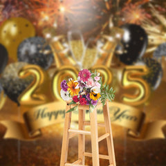Amazing Sparks With Balloon Celebration New Year Backdrop