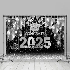 Lofaris Silver Balloon Flag Congrats Class Of 2024 Backdrop