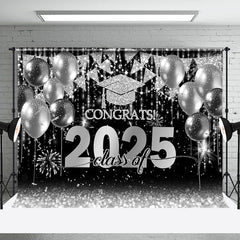 Lofaris Silver Balloon Flag Congrats Class Of 2024 Backdrop