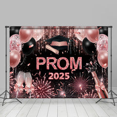 Lofaris Glitter Pink Balloons Girls Graduation Prom Backdrop