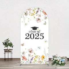 Simple Floral Class Of 2025 Graduation Arch Backdrop
