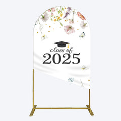 Simple Floral Class Of 2025 Graduation Arch Backdrop