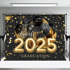 Lofaris Black Golden Ribbon Glitter Balloon Graduation Backdrop
