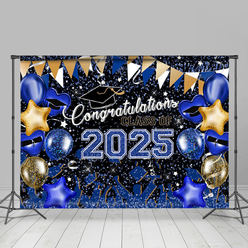 Lofaris Blue Yellow Balloons Congrats 2023 Grad Backdrop