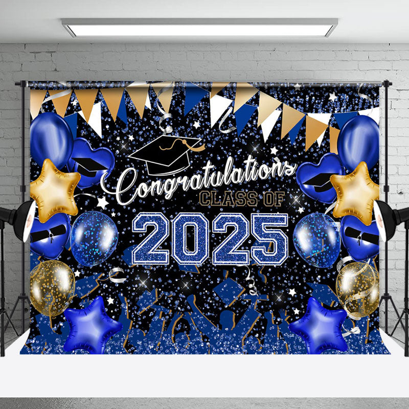 Lofaris Blue Yellow Balloons Congrats 2023 Grad Backdrop