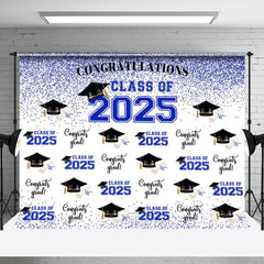 Lofaris Blue Theme 2023 Caps Congrats Grad Party Backdrop