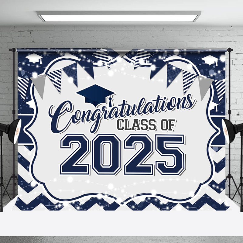 Lofaris Navy Blue Congratulations Class Of 2024 Backdrop