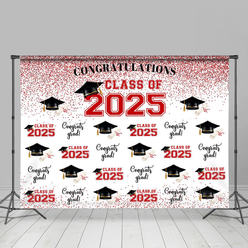Lofaris Red Glitter Step and Repeat Cap Grad Backdrop