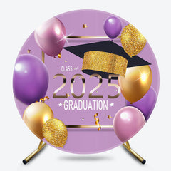 Glitter Purple Class 2025 Graduation Round Backdrop