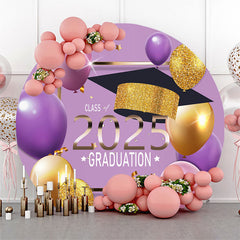 Glitter Purple Class 2025 Graduation Round Backdrop