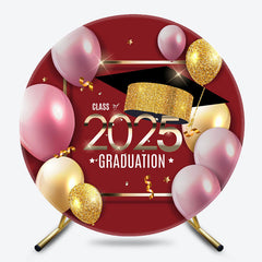 Glitter Golden Red Class 2025 Graduation Circle Backdrop