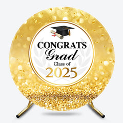 Circle Gold Glitter Bokeh Class Of 2025 Grad Backdrop