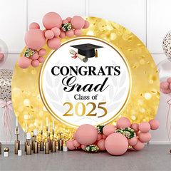Circle Gold Glitter Bokeh Class Of 2025 Grad Backdrop