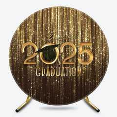Gold Bokeh Glitter Round Class Of 2025 Graduation Backdrop