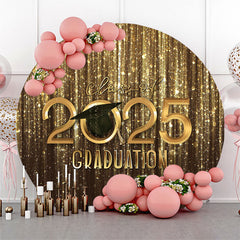 Gold Bokeh Glitter Round Class Of 2025 Graduation Backdrop