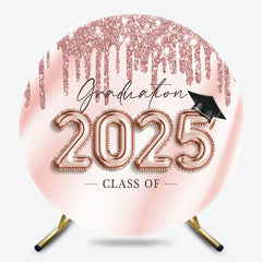 Rose Gold Glitter Circle Backdrop For Grad Party