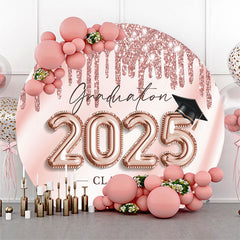 Rose Gold Glitter Circle Backdrop For Grad Party
