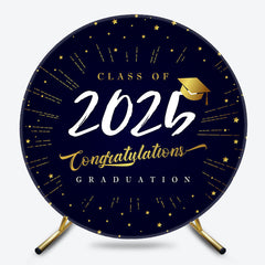 Black Gold Class Of 2025 Round Graduation Backdrop