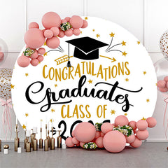 White Gold Cap Class 2025 Round Graduation Backdrop