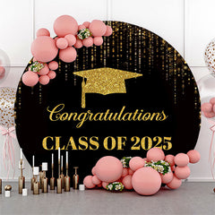 Circle Golden Black Congratulations Grad Backdrop