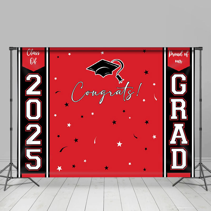 Lofaris Congrats 2024 Grad Black Red Graduation Backdrop
