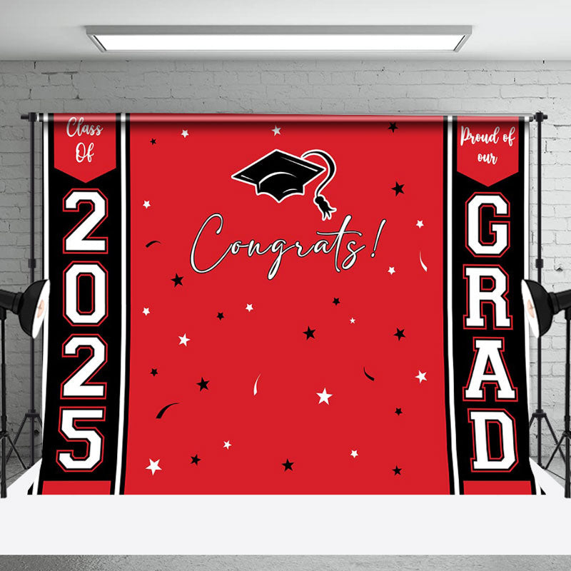 Lofaris Congrats 2024 Grad Black Red Graduation Backdrop