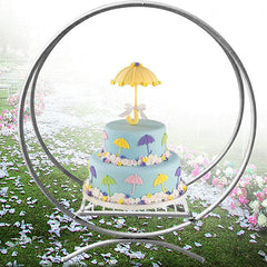 Lofaris 2FT Silver Round Metal Cake Display Stand Wedding Arch
