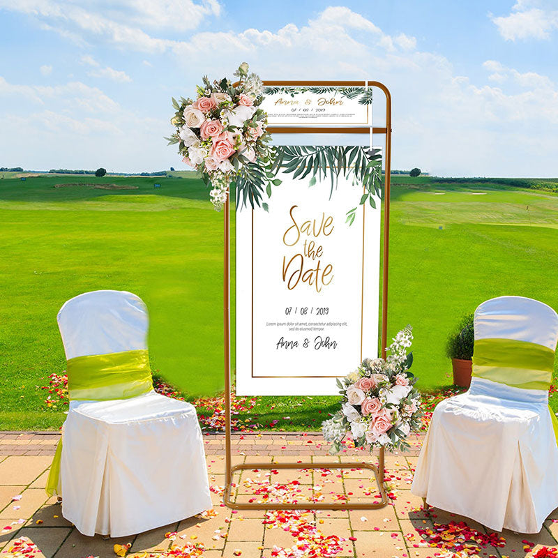 Lofaris 2X5FT Gold Metal Wedding Arch Frame Stand Holder