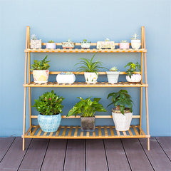Lofaris 3 Tier Natural Bamboo Flower Pot Plants Display Shelf