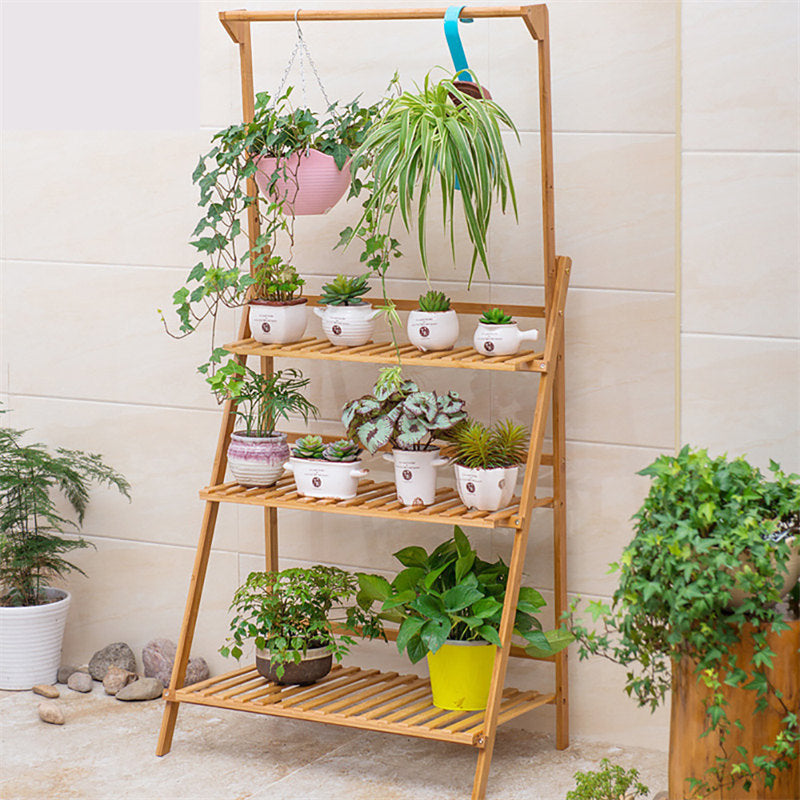 Lofaris 3 Tier Natural Bamboo Flower Pot Plants Display Shelf