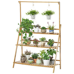 Lofaris 3 Tier Natural Bamboo Flower Pot Plants Display Shelf