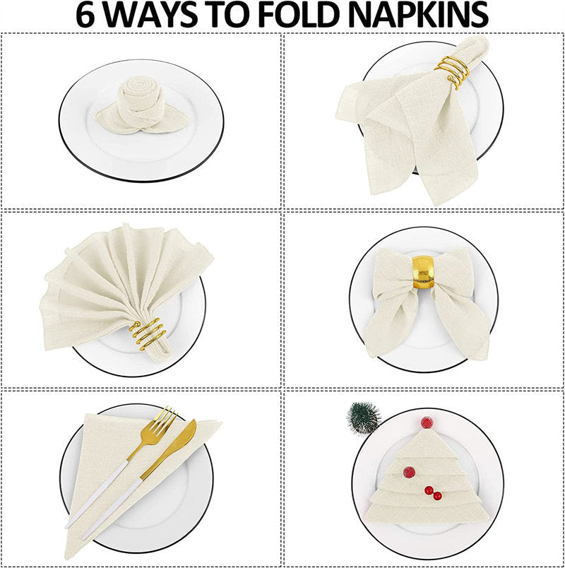 Lofaris 30 Pcs Thick Rustic Cotton Linen Gauze Napkins