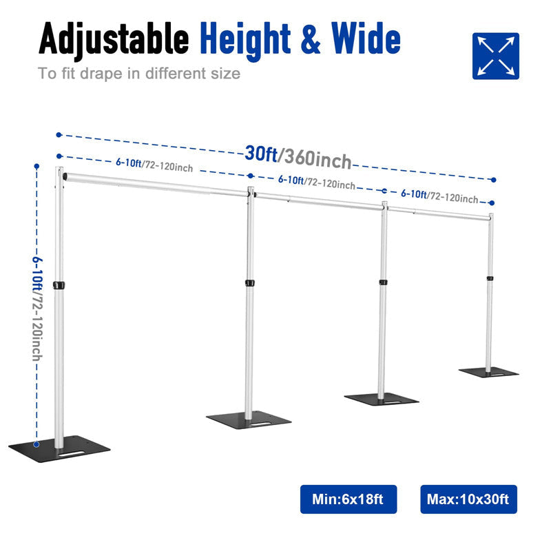 Lofaris 30x10FT Adjustable Pipe Drape Backdrop Stand for Event