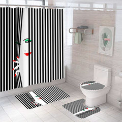 Lofaris 3D Black Stripe Woman Shower Curtain For Bathroom