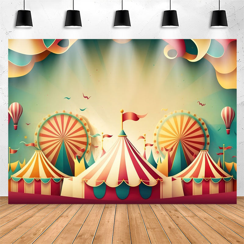 Lofaris 3D Style Red White Circus Tent Birthday Backdrop
