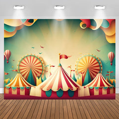 Lofaris 3D Style Red White Circus Tent Birthday Backdrop