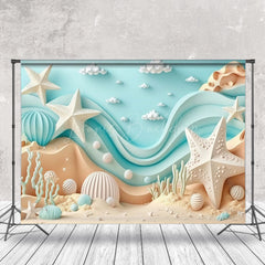 Lofaris 3D Wavy Cloud Undersea Shell Corals Summer Backdrop