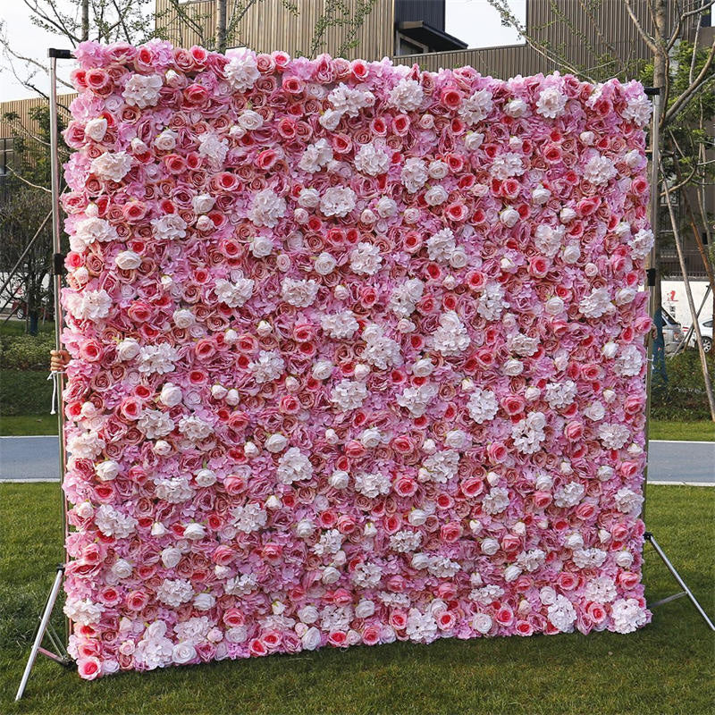 Lofaris 3D White Pink Rose Artificial Flower Wall Wedding Decor