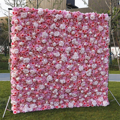 Lofaris 3D White Pink Rose Artificial Flower Wall Wedding Decor