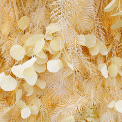 Lofaris 3D Yellow Boho Faux Spruce Leaf Floral Wall Backdrop